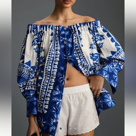 Farm Rio Long Sleeves Off the Shoulder Blouse - Picture 2 of 8